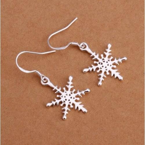 Beautiful snowflake pretty nice lovely fashion women solid Silver color Dangle Earring Jewelry factory price E302