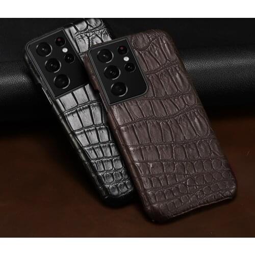 Natural Crocodile Leather Matt Phone Cover Case for Samsung Galaxy S21 Ultra S20 FE S10 S21 Plus Note 20 Ultra A71 A72 A51 A52