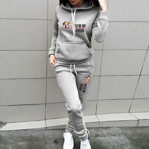 2021 Korean Fashion Womens Plus Size Hoodies Casual Sport Suit Hooded Sweatshirts Autumn Winter Femme Two Piece Set Sweatpants