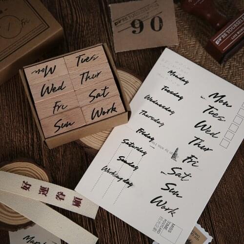 Month and week number clear stamps Set 2021 Digital Wood Stamps for Scrapbooking material craft supplies