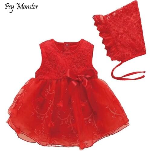 Newborn Baby Girls Clothes Infant Dress With flower 3 6 9 12 month girls dress for party and wedding princess style clothes G83