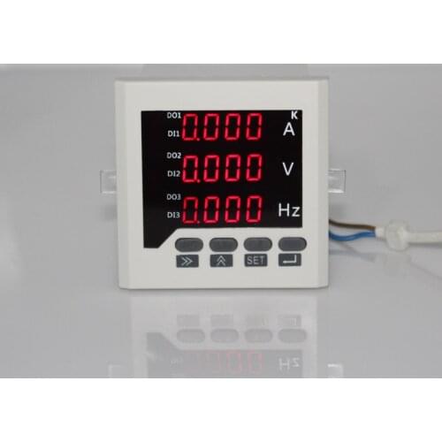 AC 0-450V,5A,50-60Hz single phase ampere voltage frequency combination panel meter digital A V Hz meter