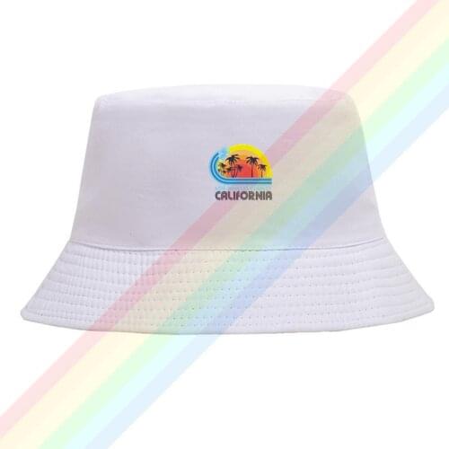 2021 California Beach Strand Flat Top Breathable Bucket Hats Unisex Summer Printing Fishermans Hat