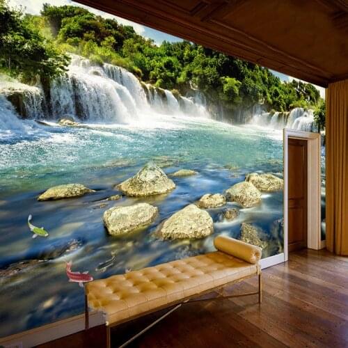 Custom Photo Wall Paper 3D Waterfall Nature Landscape Large Murals Wall Painting Living Room Bedroom Background Mural Wallpaper