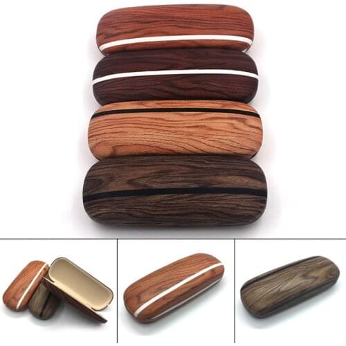 Portable Glasses Case Hard Wooden Grain Spectacle Frame Box Reading Glasses Sunglasses Holder Storage Case SCIE999