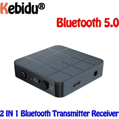 2 IN 1 Bluetooth Transmitter Receiver 3.5mm Wireless Adapter Bluetooth 5.0 Stereo Audio Dongle For TV Car /Home Speakers