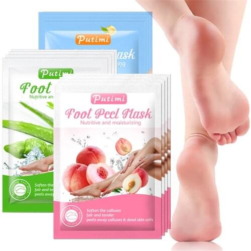 PUTIMI 3pack Exfoliating Foot Mask Socks for Pedicure Socks Anti Crack Heel Calluses Cuticle Remover Foot Care Feet Peeling Mask