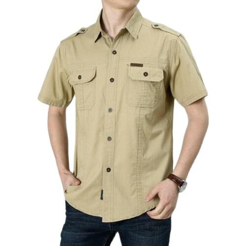 Plus Size 100% Cotton Mens short sleeve shirt Clothing Men Chemise Homme Pure Color Loose Shirts