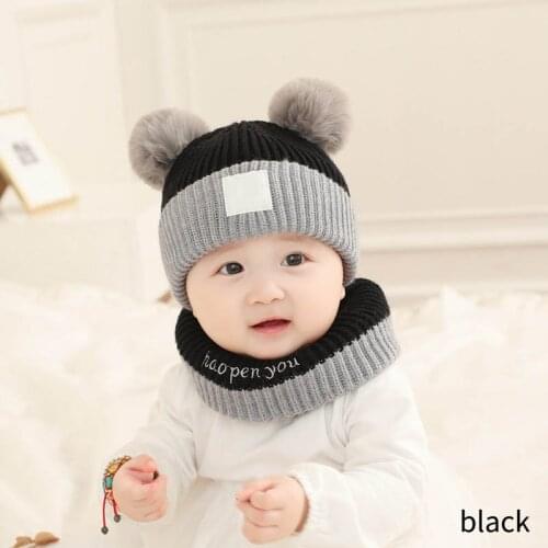 Q 2Pcs 3-30 Months Candy Color Winter Knitted Hat Baby Products Soft Fabric Multicolor Keep Warm Woollen Yarn Warm Child Cap
