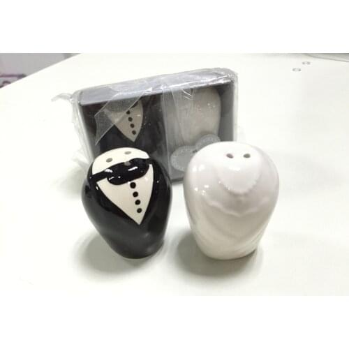 Wedding Supplies 400pcs=200 sets Ceramic Wedding Guests Gifts dress style Salt and Pepper Shakers Seasoning bottle kitchen tool