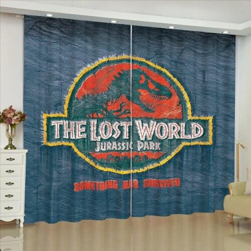 Fashion Jurassic Park Dinosaur Blackout Curtains for Living Room Cartoon Kids Window Drapes Ultra-thin Cartoon Curtain
