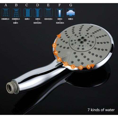 High Quality 7 Function ABS Chrome Finish Pressurized Water Saving Hand Shower Head Bathroom Sprinkler