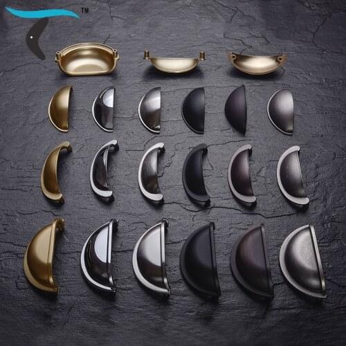 High-end shell handle cabinet drawer gold silver black ear semi-circular zinc alloy retro handle