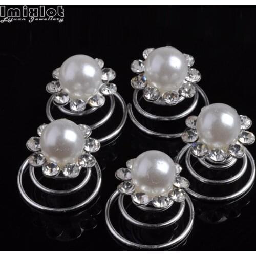 12PCS Crystal Pearl Flower Spiral Twist Hair Pins and Clips Wedding Hair Accessories Bridal Hair Clips for Women Hair Ornaments