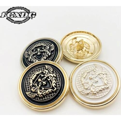 10pcs/lot 15/20/25mm Classic Vintage Jacket Buttons Fashion Black Gold DIY Sewing Buttons for Clothing Round Metal Coat Buttons