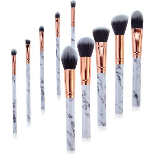 Women Marble Brushes Makeup Tool Kit Soft Makeup Brush Set 10pcs Foundation Powder Brush Marble Make Up Tools DD
