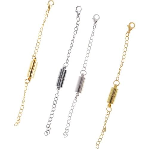 4 Pieces gold color & Silver Color Colors Magnetic Lobster Clasp And Chain Extender for Jewelry Necklace Making