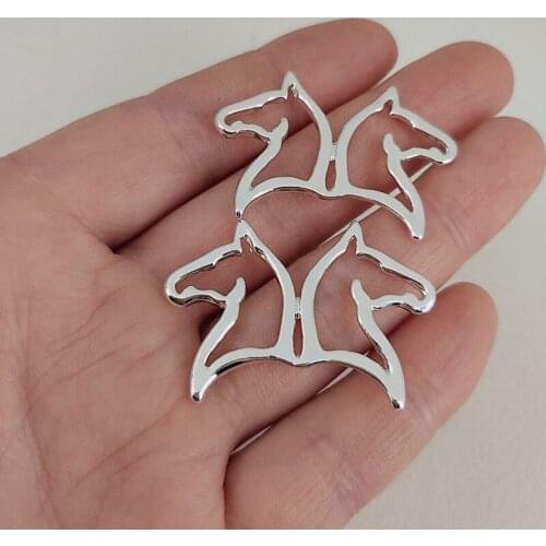 5 pcs Couple horse charm two horse two colors gold and silver color pendant for women