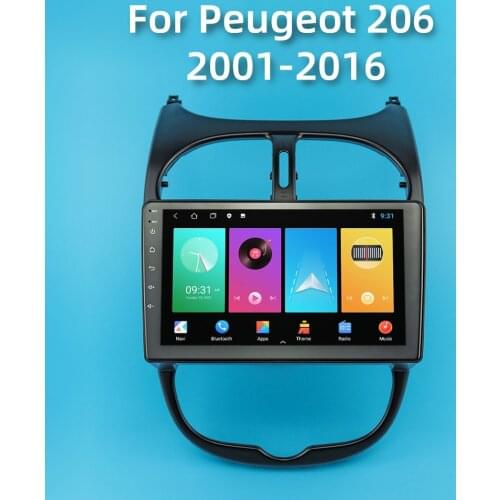 2 Din Android Car Radio For Peugeot 206 2001-2016 9" Screen Multimedia Audio Player GPS Navigation Head Unit Stereo Autoradio