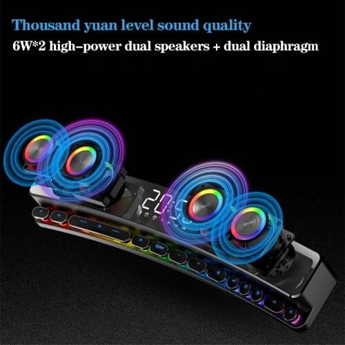 Wireless Game Bluetooth Speaker for Computer Soundbar 3DStereo Music Centre Subwoofer Home Theatre Clock Loudspeaker 3600mAh LED