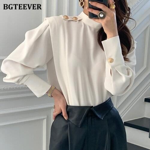 BGTEEVER Stand-up Collar Blouses