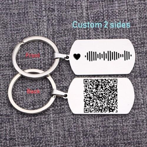 Custom Music Code Keychain Personalized QR Code Spotify Key Chain Keyring Stainless Steel Charm Jewelry for Friends Couple Gift
