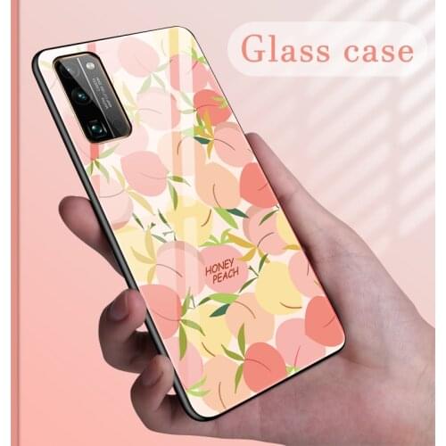 Cute Fruit Tempered Glass Phone Case For Huawei Honor 9 8 P40 P30 P20 P10 Lite Mate 30 20 Pro Colorful Painted Protection Cover