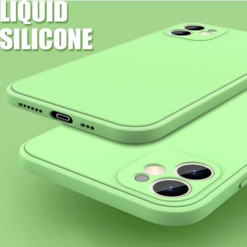 Luxury Phone Case on For iPhone 12 11 pro Xs max Liquid Silicone Shockproof Original Soft case iPhone 6 7 8 Plus Xr X SE 2020