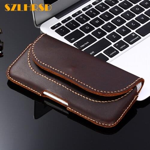 SZLHRSD Vintage Belt Clip Phone Bag for Huawei Honor 10 7S 7c 7A Pro 6C 6X 5A 7X 8 9 Lite Case Genuine Leather Holster cover