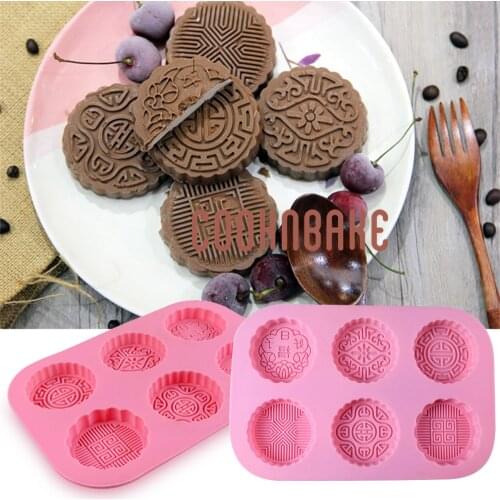 COOKNBAKE Round MoonCake Molds 3D Chocolate Muffin Pudding Pastry Silicone Mould Creative Handmade Soap Resin Candle Tool