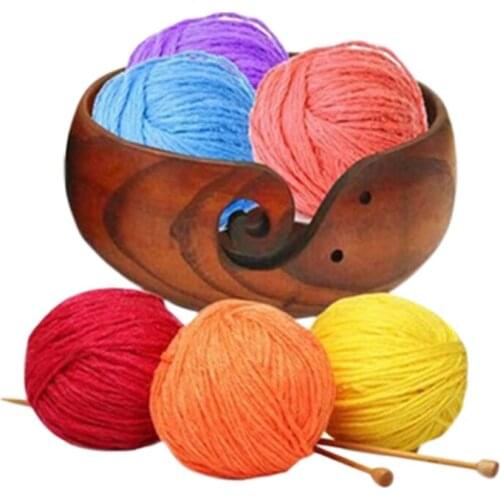 Wood Yarn Bowl Knitting Storage Bowl 15-17cm Crochet Bowl Knitter Organizer Yarn Holder Home Supplies