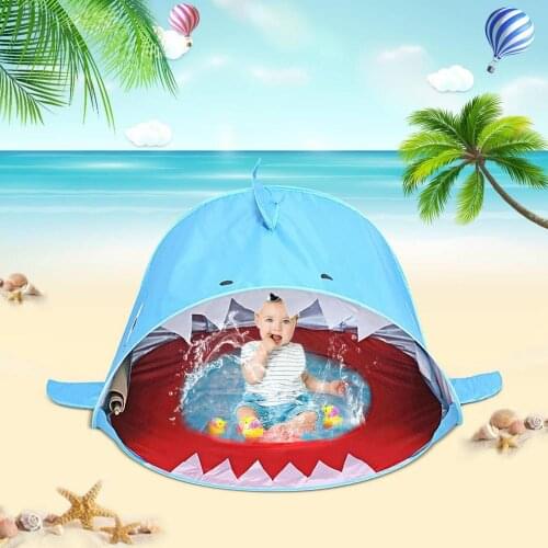 Baby Beach Tent Pool Shark Portable Sun Shelter Waterproof Tent Awning UV-protecting Sunshelter Childrens Tent Beach Tents