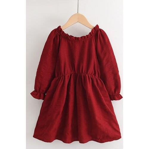 Baby Girls Spring Dresses Kids Girl Casual Long Sleeve Solid Costumes Elegant Children Princess Cute Elastic Waist Vestidos