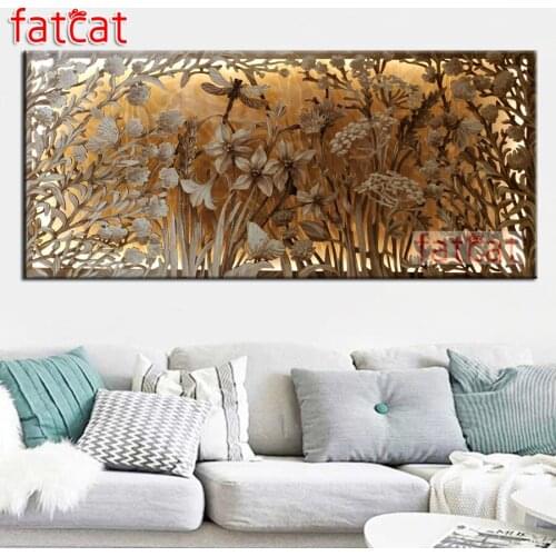 FATCAT withered flower dragonfly Large Diy Diamond Painting Full square round drill 5d Diamond Embroidery Kits Decoration AE2949