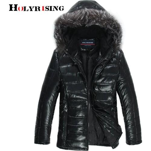 Holyrising Thick men parka winter jacket Real Raccoon Fur Hood coat men down cotton Coat Fashion Men jacket 19083-5