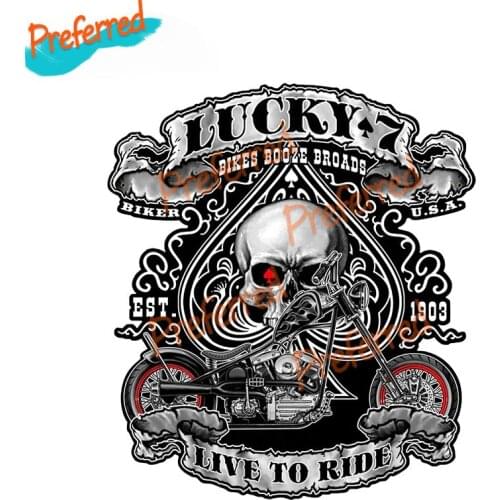 Creative Cover Scratches for Lucky 7 Skull Funny Car Sticker Window Bumper Decal Motorcycle Car Styling Vintage Graphics
