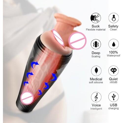 Male Masturbate Machine Deep Throat Oral Sex Vagina Thrust Sex Machine Intelligent Voice Masturbtion Cup Sex Toy For Man