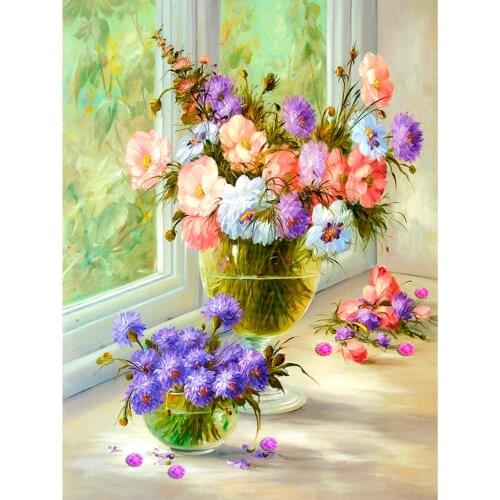 Special-shaped Diy diamond embroidery cross stitch kit 60x75CM flower vase rhinestones mosaic pattern full diamond painting