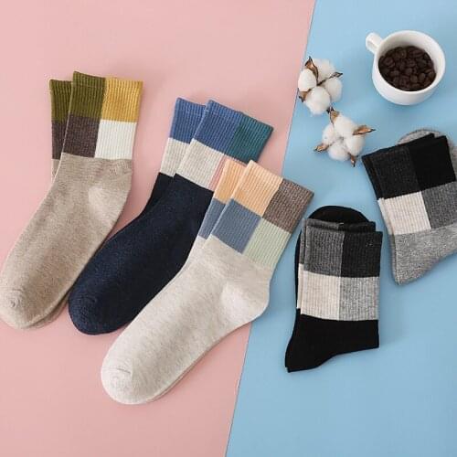 NEW Mens And Womens Length SOCKS High Quality Korea Style Lattice Trend Harajuku Patchwork Color Fashion Socks