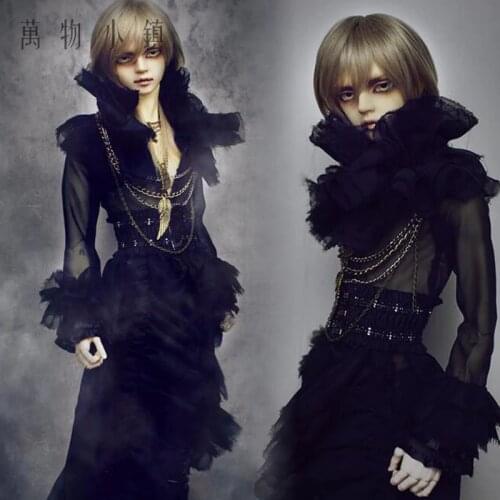 New uncle 1/3 BJD Boy SD Doll Clothes Black Gothic Long black gauze clothing + beam wais