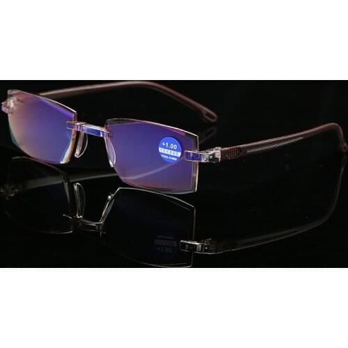 Seemfly Rimless Reading Glasses Women Men Transparent Blue Light Blocking Frameless Computer Goggle Presbyopia Reader 1.0 1.5