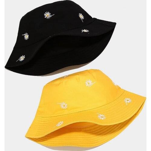Bucket Hat Flower Printed Foldable Solid Color Women Fisherman Hat for Outdoor