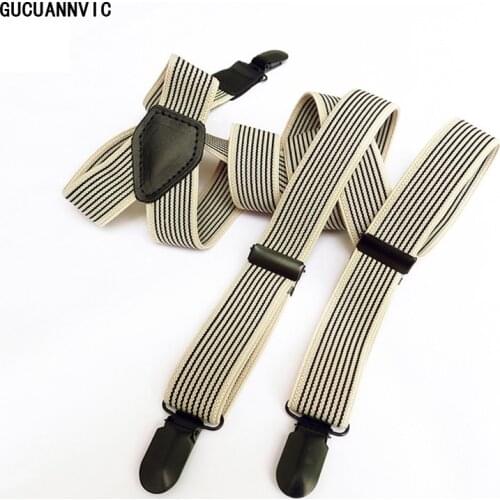 GUCUANNVIC Men Women suspender Elastic casual new Fashion black stripe braces High quality clip Adjustable suspenders for jeans