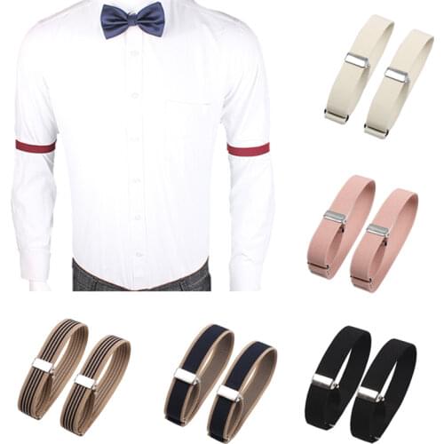 Mens Sleeve Garters Holders Stripe/Plaid Arm Bands Sleeve Shirt Groom Elastic Garter Metal Bracelet For Ladies Non-Slip Straps