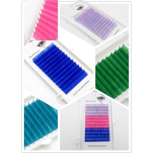 2020 New C/D curl 0.07/0.1mm 8/15mm false lashes blue color eyelash individual colored lashes Faux volume eyelash extensions