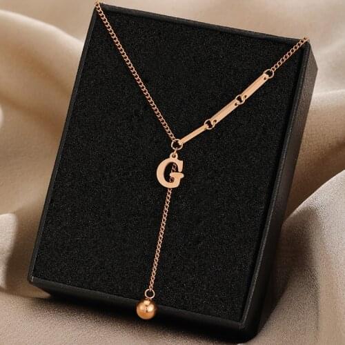 Luxury Brand Titanium Steel G Letter Pendant Necklace Female Paragraph Rose Gold Charms Necklace Jewelry Women Lover Gifts