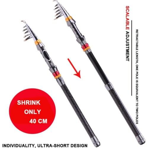 High Carbon Fiber Telescopic Fishing Rod Portable Spinning Fishing Rod Pole Travel Sea Boat Rock Fishing Rod 1.8m-3.6m caña mini