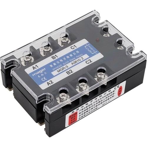 10A Three phase Solid state relay AC control AC (MGR-3 A4810 Z) SSR 70-280VAC to 480VAC Free shipping With protective covers