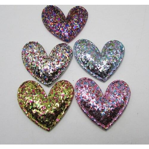 20PCS/lot Bling Gold Handmade Sequin Powder heart Crafts for garment accessories and Girl Hair Jewelry Decoration