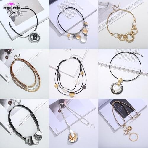 Vintage Jewelry Geometric Matte Silver Pendant Long Necklace for Woman Fashion Accessories Personalized Choker Necklace